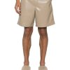 Men's Beige Leather Shorts with Elastic Waistband